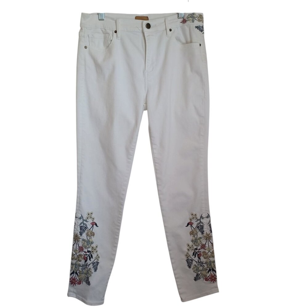 Driftwood Jeans White Jackie Floral Embroidered Mid Rise Classic Fit Womens 29